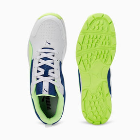 PUMA CAT White-Blazing Blue-Fast Yellow Cricket High Run Men's Shoes