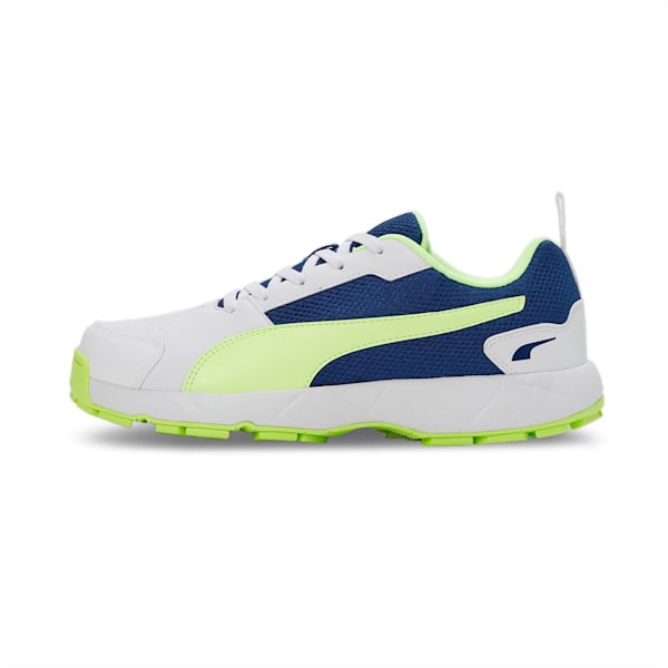 PUMA CAT White-Blazing Blue-Fast Yellow Cricket High Run Men's Shoes