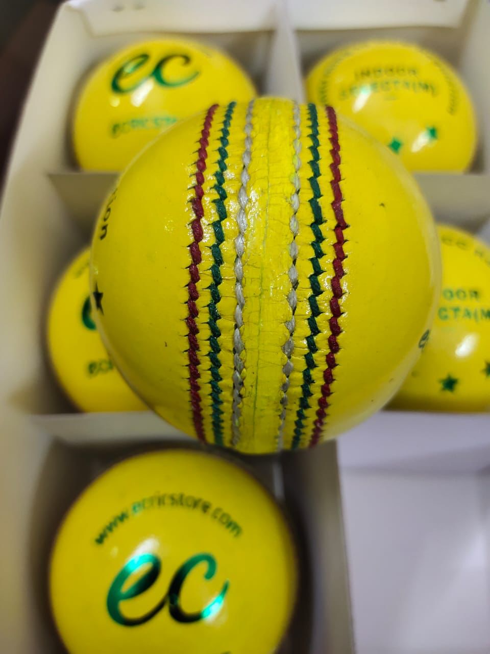 ecrictore Premium Cricket balls Yellow indoor Box of six